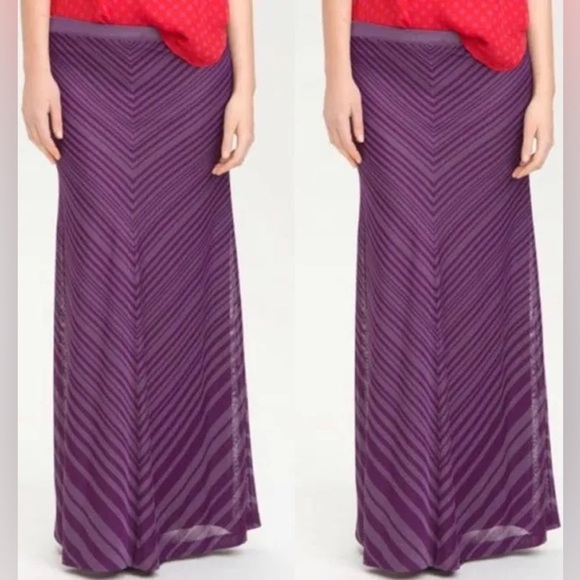 Haute Hippie Purple Chevron Maxi Boho Skirt - Picture 1 of 11